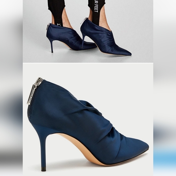 Zara Blue Heeled Ankle Boots with Modern Silhouette Size 41 - Picture 4 of 16